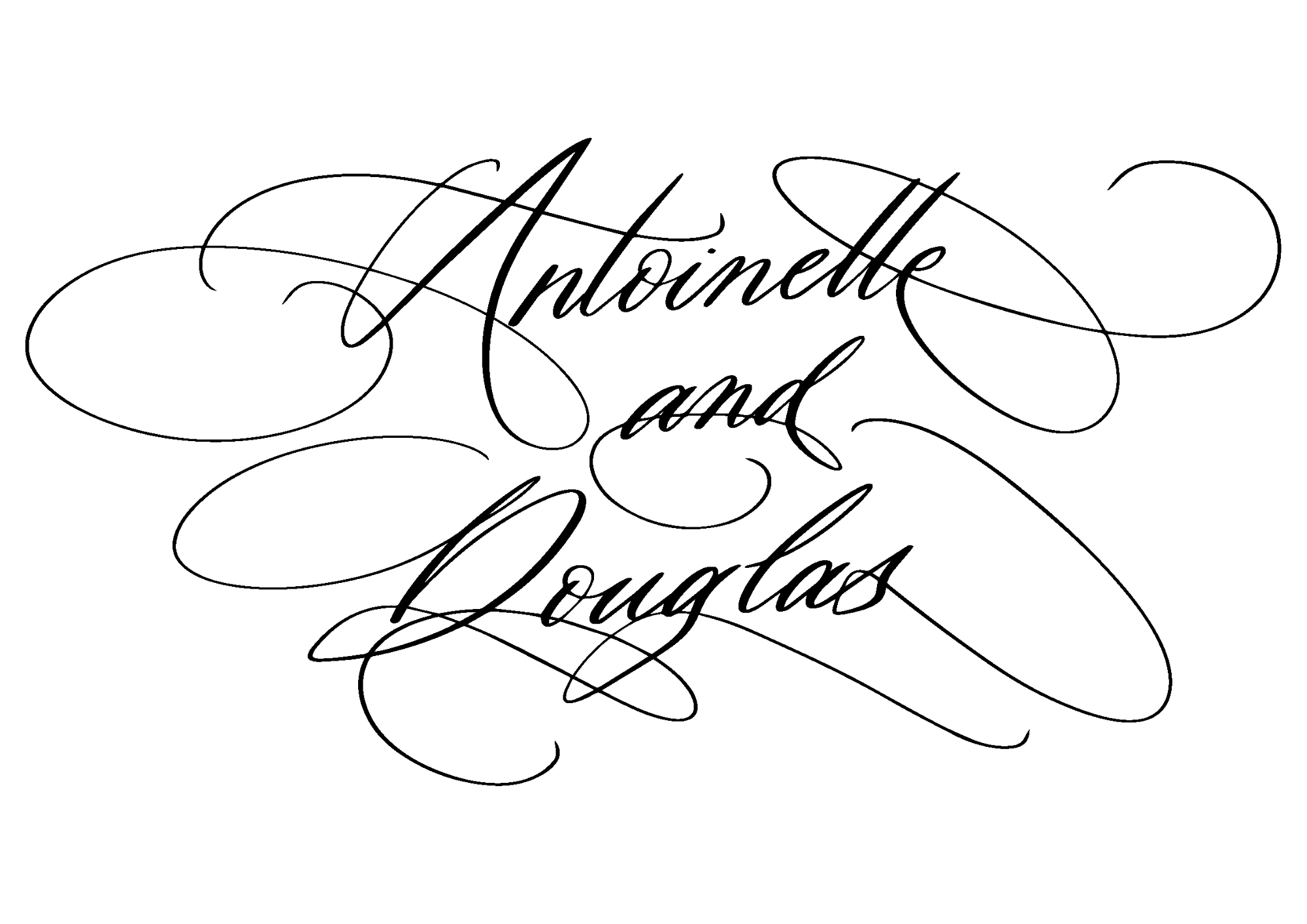 Antoinette and Douglas, in calligraphy